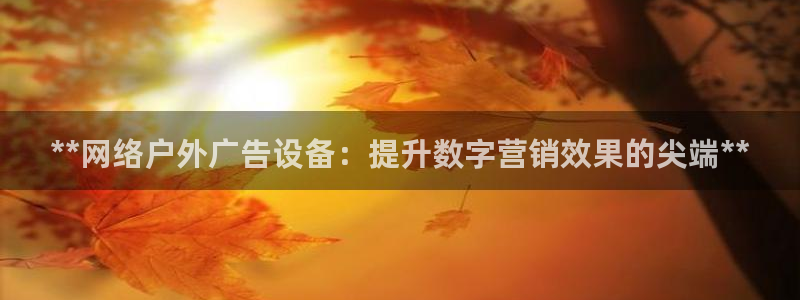 杏宇平台开户：**网络户外广告设备：提升数字营销效果的尖端**