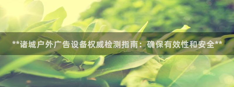 杏宇平台客服：**诸城户外广告设备权威检测指南：确保有效性和安全**