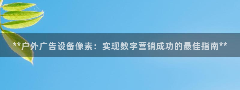 杏宇代理注册：**户外广告设备像素：实现数字营销成功的最佳指南**